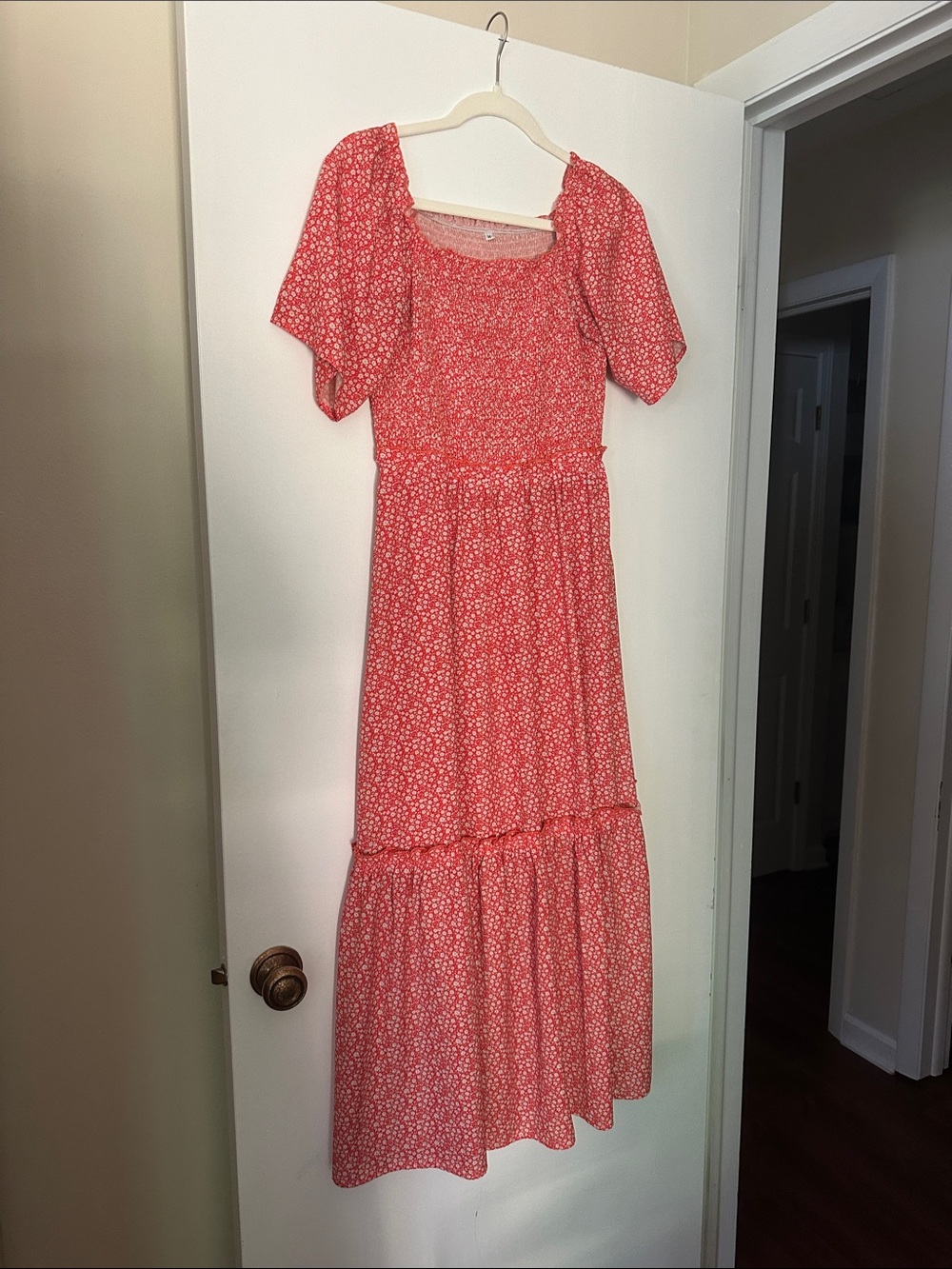 Petallush Red Floral Smocked Dress M